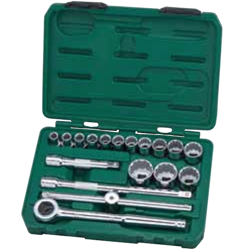 SATA 09203 Socket Set 18pc, 1/2", 3kg, Metric